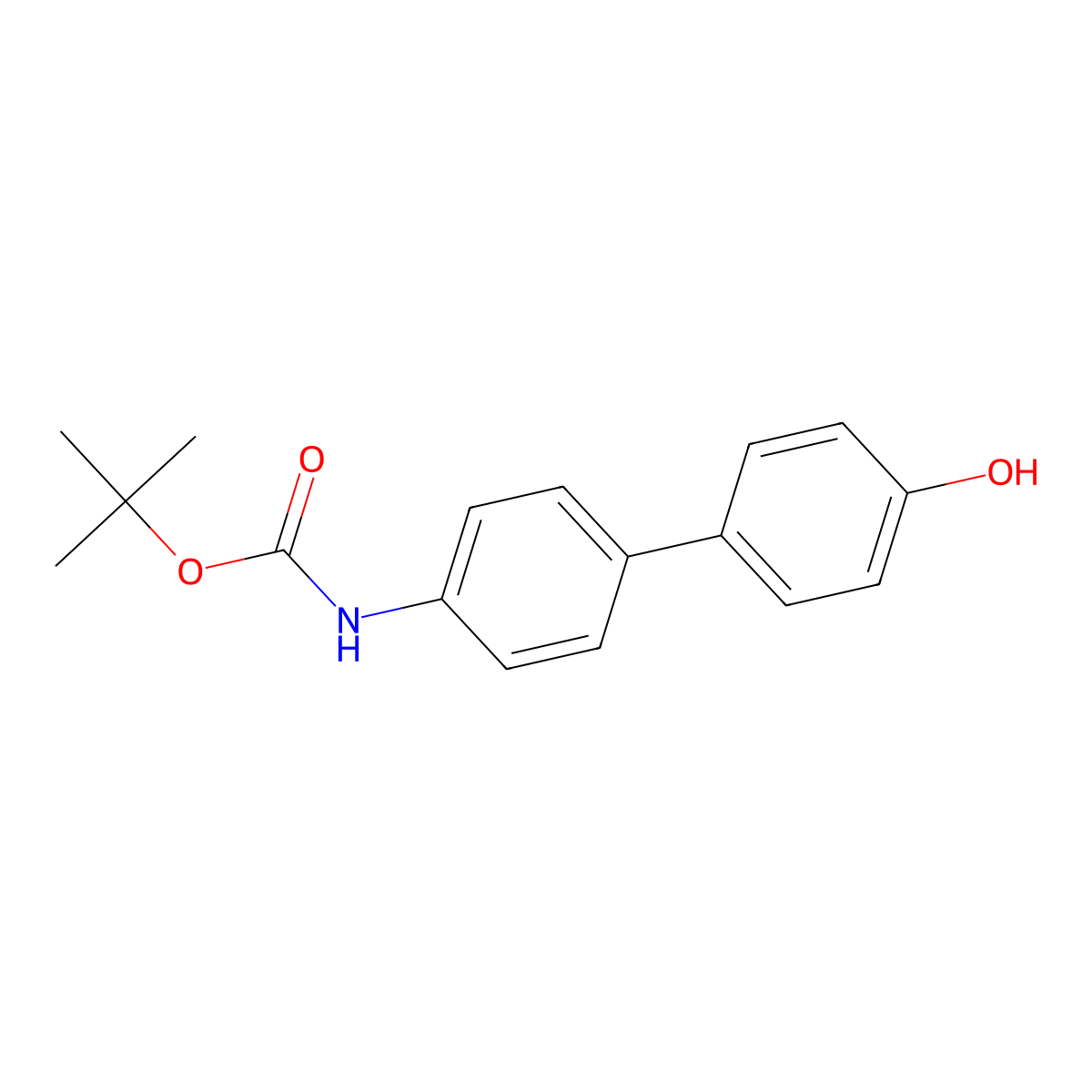 tert-Butyl (4'-hydroxy-[1,1'-biphenyl]-4-yl)carbamate molecular structure, CAS 848853-75-8