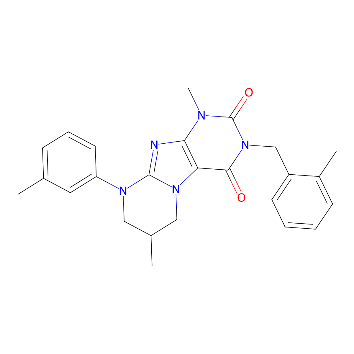 1,7-dimethyl-9-(3-methylphenyl)-3-[(2-methylphenyl)methyl]-7,8-dihydro-6H-purino[7,8-a]pyrimidine-2,4-dione molecular structure, CAS 848866-53-5