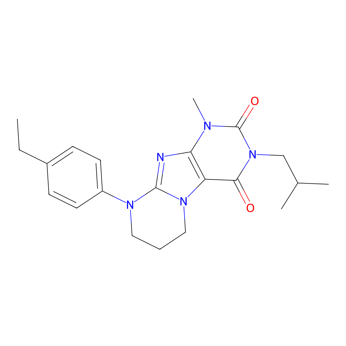 9-(4-ethylphenyl)-1-methyl-3-(2-methylpropyl)-7,8-dihydro-6H-purino[7,8-a]pyrimidine-2,4-dione molecular structure, CAS 848866-81-9
