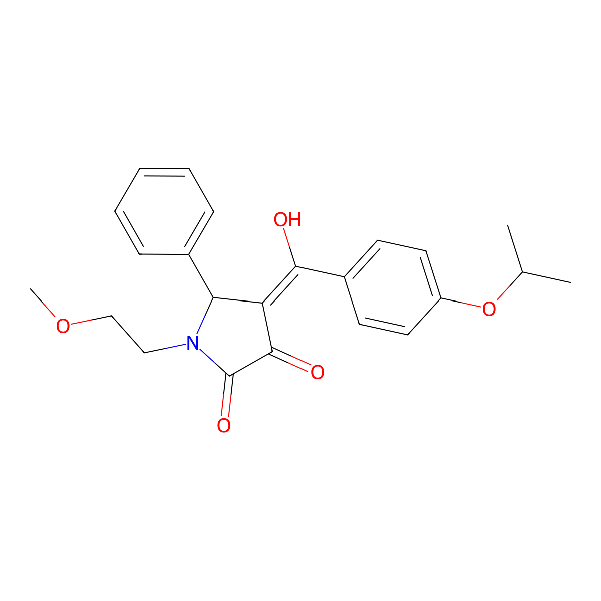 3-hydroxy-1-(2-methoxyethyl)-5-phenyl-4-[4-(propan-2-yloxy)benzoyl]-2,5-dihydro-1H-pyrrol-2-one molecular structure, CAS 848866-92-2