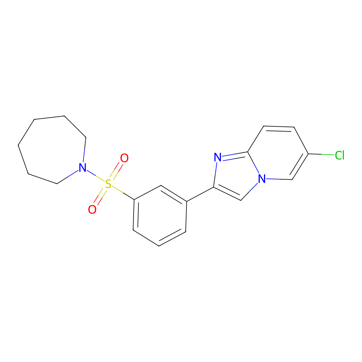 2-[3-(Azepan-1-ylsulfonyl)phenyl]-6-chloroimidazo[1,2-a]pyridine molecular structure, CAS 848867-10-7