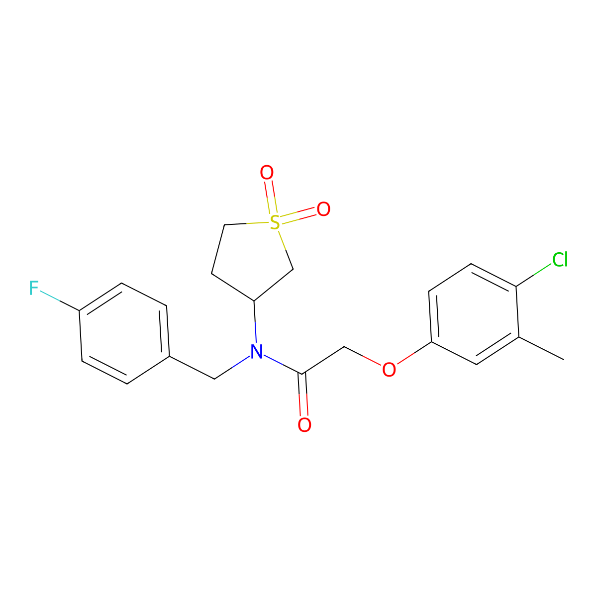 2-(4-chloro-3-methylphenoxy)-N-(1,1-dioxidotetrahydrothiophen-3-yl)-N-(4-fluorobenzyl)acetamide molecular structure, CAS 848867-63-0