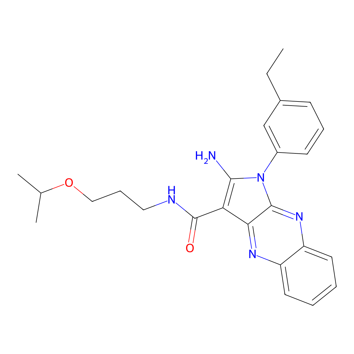 2-amino-1-(3-ethylphenyl)-N-(3-isopropoxypropyl)-1H-pyrrolo[2,3-b]quinoxaline-3-carboxamide molecular structure, CAS 848867-77-6