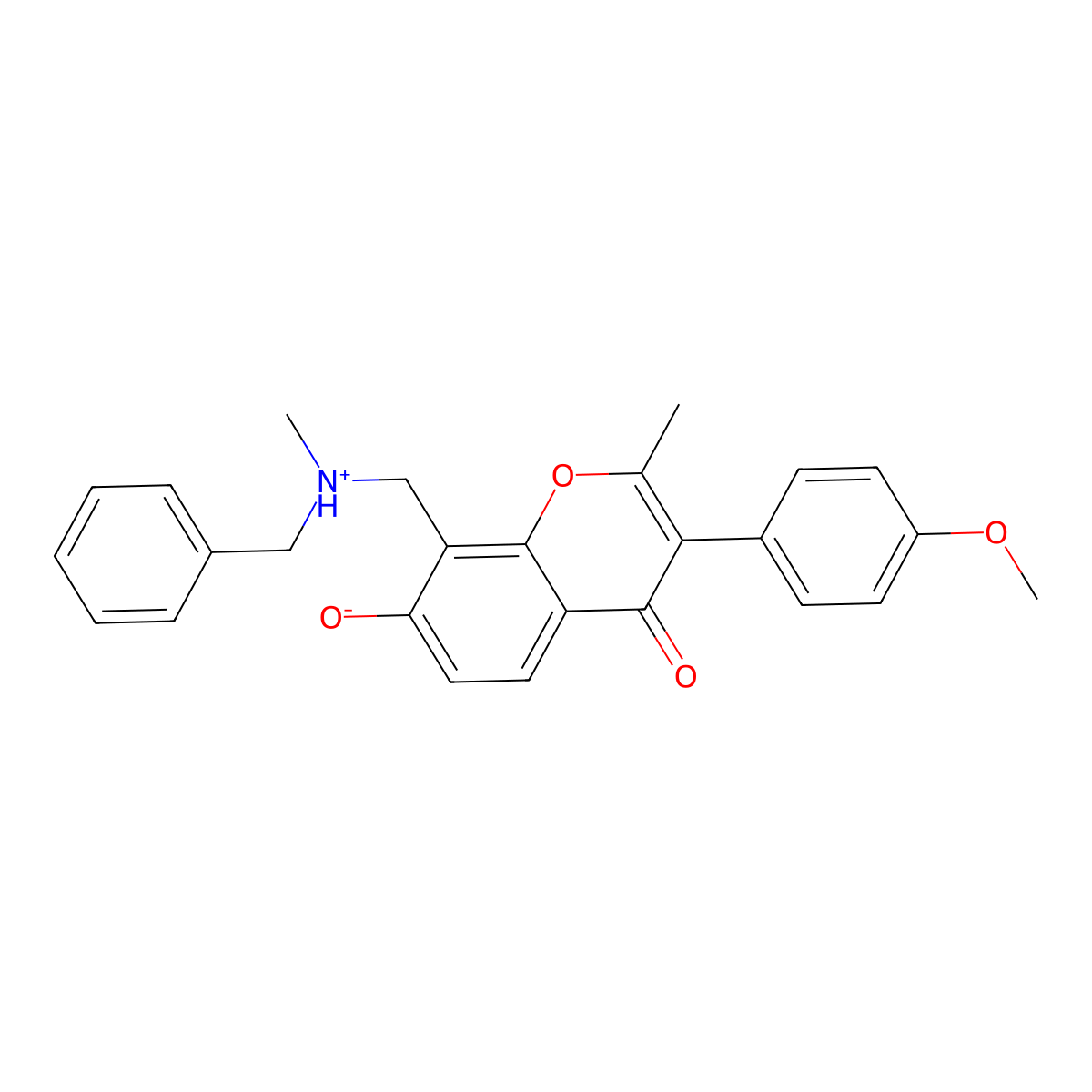 8-((benzyl(methyl)amino)methyl)-7-hydroxy-3-(4-methoxyphenyl)-2-methyl-4H-chromen-4-one molecular structure, CAS 848867-80-1