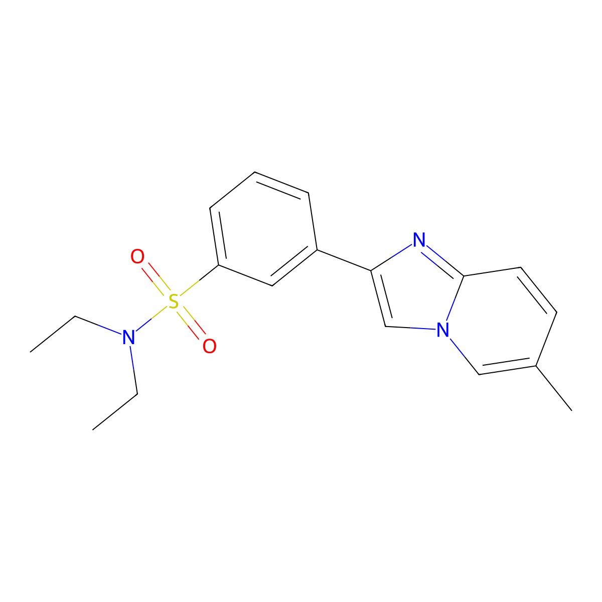 N,N-diethyl-3-(6-methylimidazo[1,2-a]pyridin-2-yl)benzenesulfonamide molecular structure, CAS 848869-34-1
