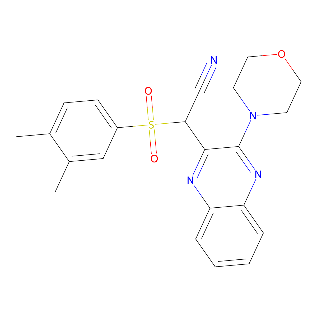 2-((3,4-Dimethylphenyl)sulfonyl)-2-(3-morpholinoquinoxalin-2-yl)acetonitrile molecular structure, CAS 848870-21-3