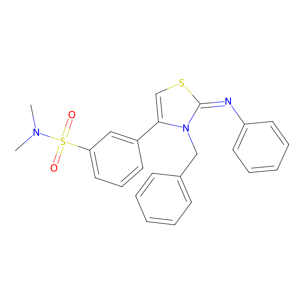 3-[(2Z)-3-benzyl-2-(phenylimino)-2,3-dihydro-1,3-thiazol-4-yl]-N,N-dimethylbenzenesulfonamide molecular structure, CAS 848870-35-9