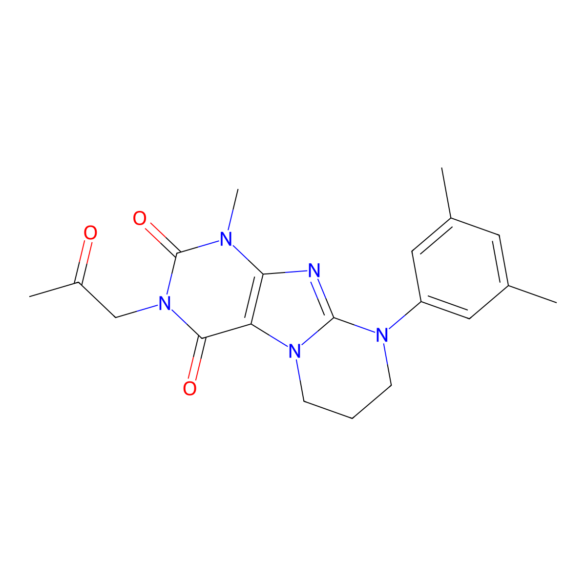 9-(3,5-dimethylphenyl)-1-methyl-3-(2-oxopropyl)-7,8-dihydro-6H-purino[7,8-a]pyrimidine-2,4-dione molecular structure, CAS 848870-40-6