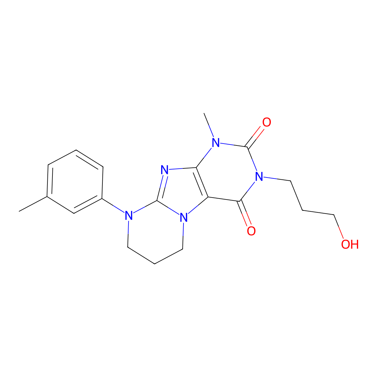3-(3-hydroxypropyl)-1-methyl-9-(3-methylphenyl)-7,8-dihydro-6H-purino[7,8-a]pyrimidine-2,4-dione molecular structure, CAS 848870-85-9
