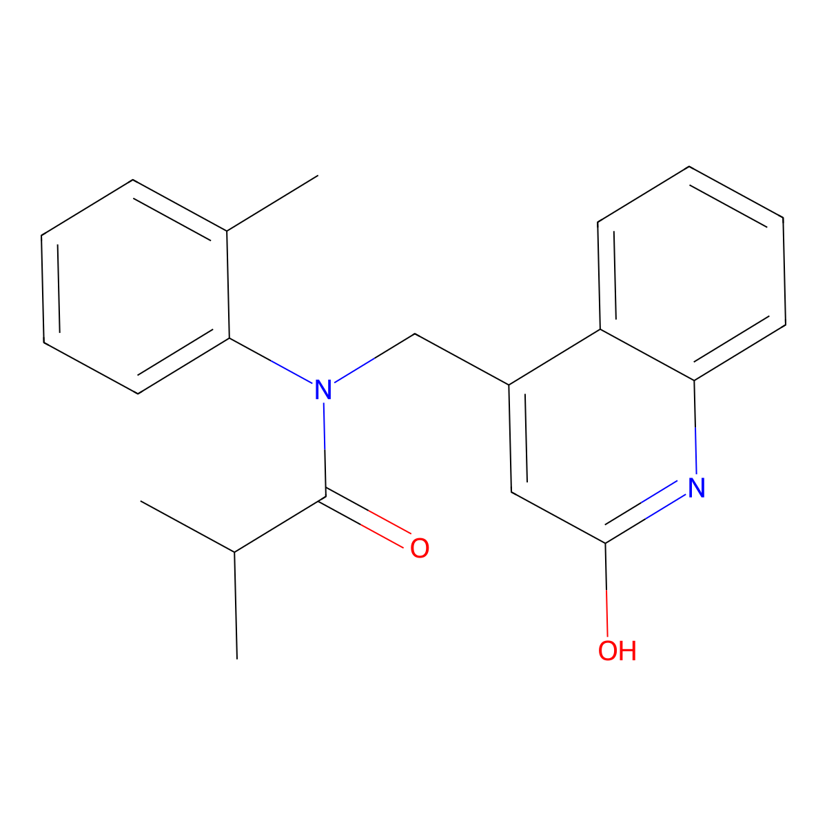 2-methyl-N-(2-methylphenyl)-N-[(2-oxo-1H-quinolin-4-yl)methyl]propanamide molecular structure, CAS 848871-29-4