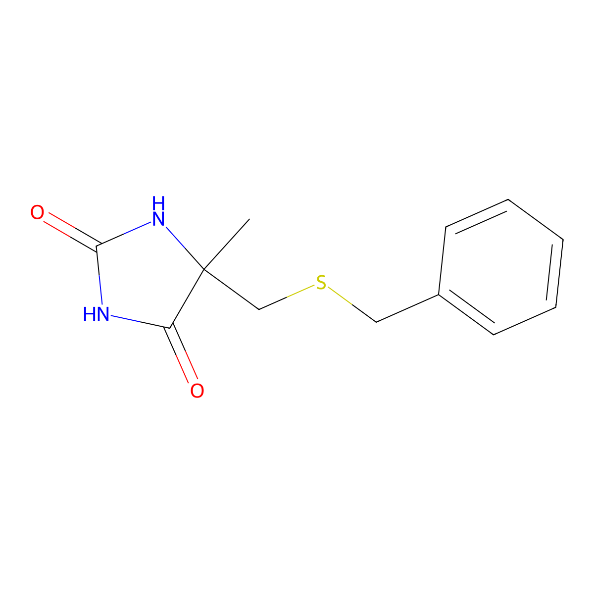5-Benzylsulfanylmethyl-5-methyl-imidazolidine-2,4-dione molecular structure, CAS 84888-71-1