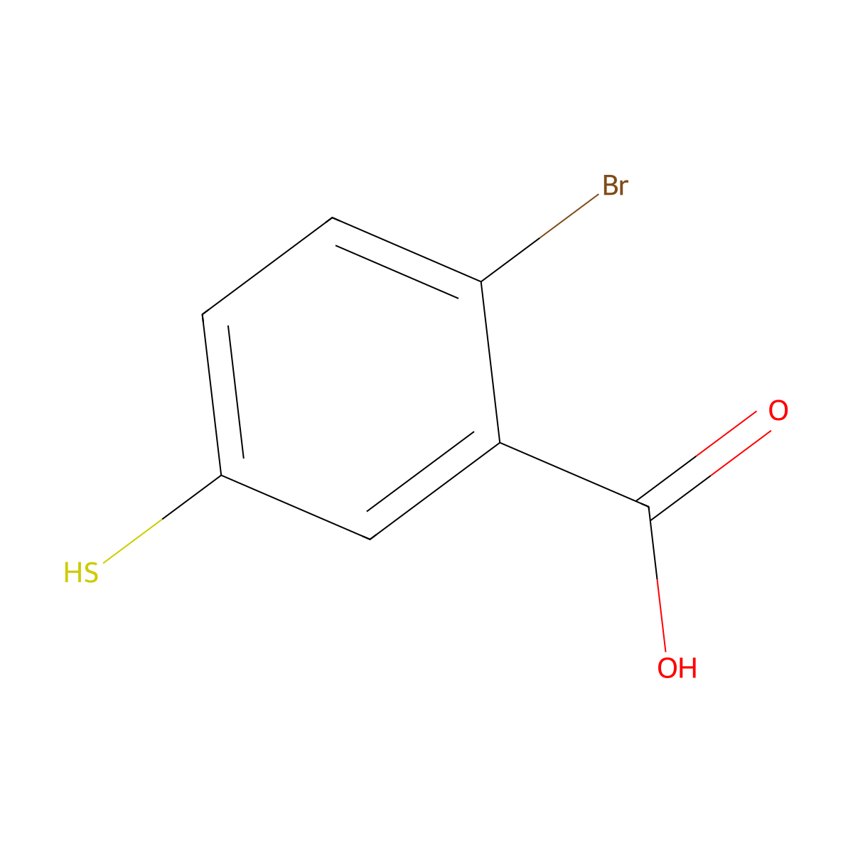 2-Bromo-5-sulfanylbenzoic acid molecular structure, CAS 84889-60-1