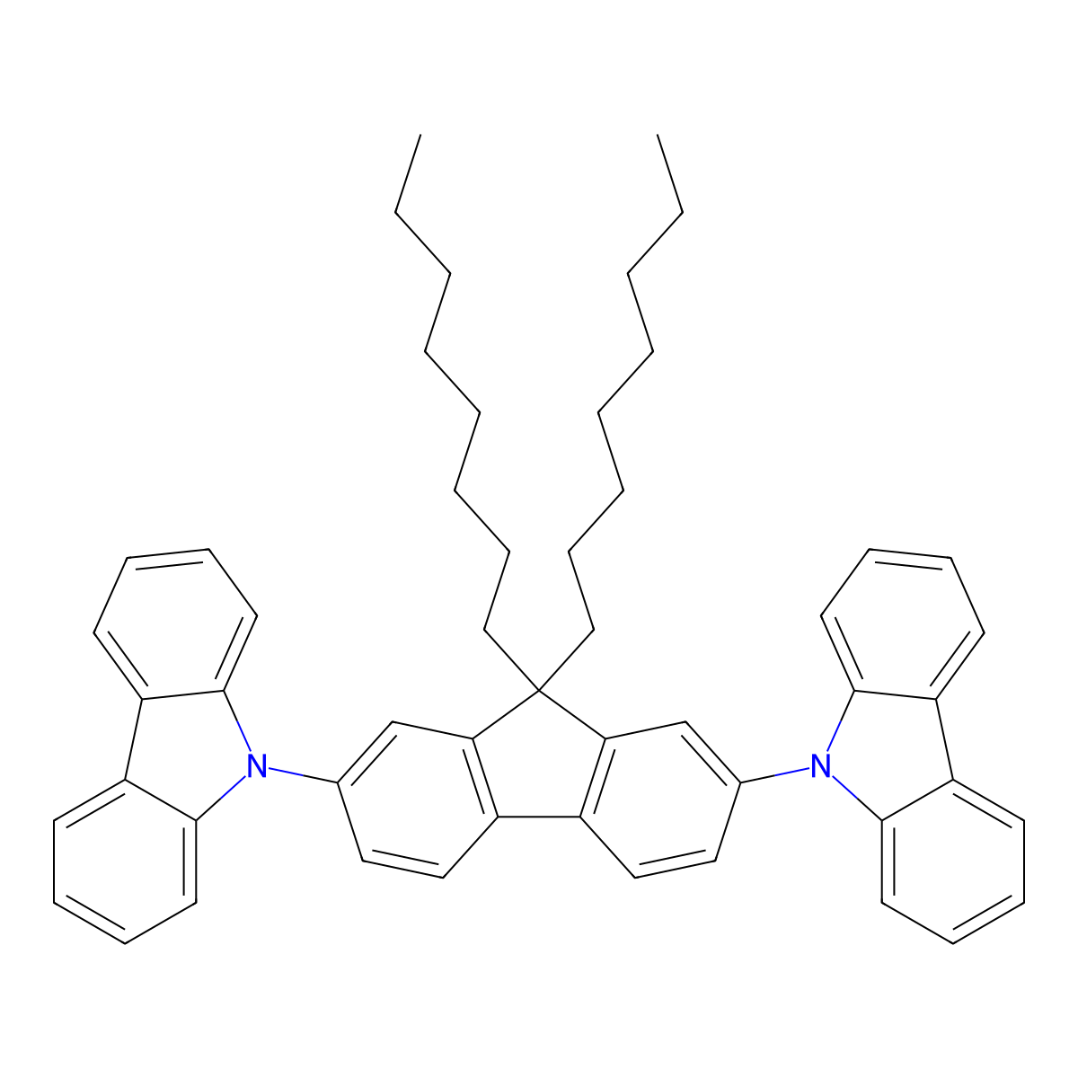 9,9'-(9,9-Dioctyl-9H-fluorene-2,7-diyl)bis(9H-carbazole) molecular structure, CAS 848900-30-1