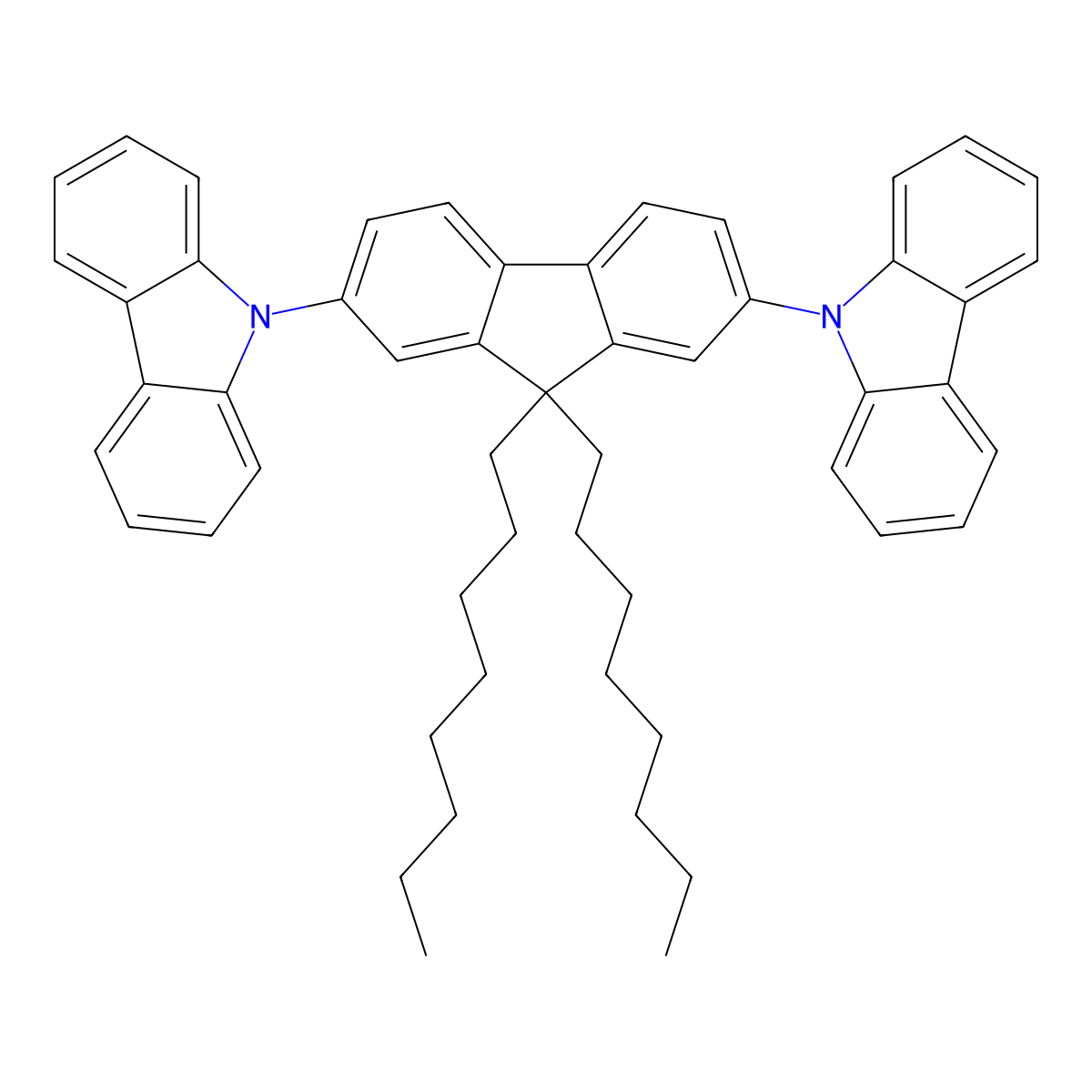 9,9'-(9,9-Dioctyl-9H-fluorene-2,7-diyl)bis(9H-carbazole) molecular structure, CAS 848900-30-1