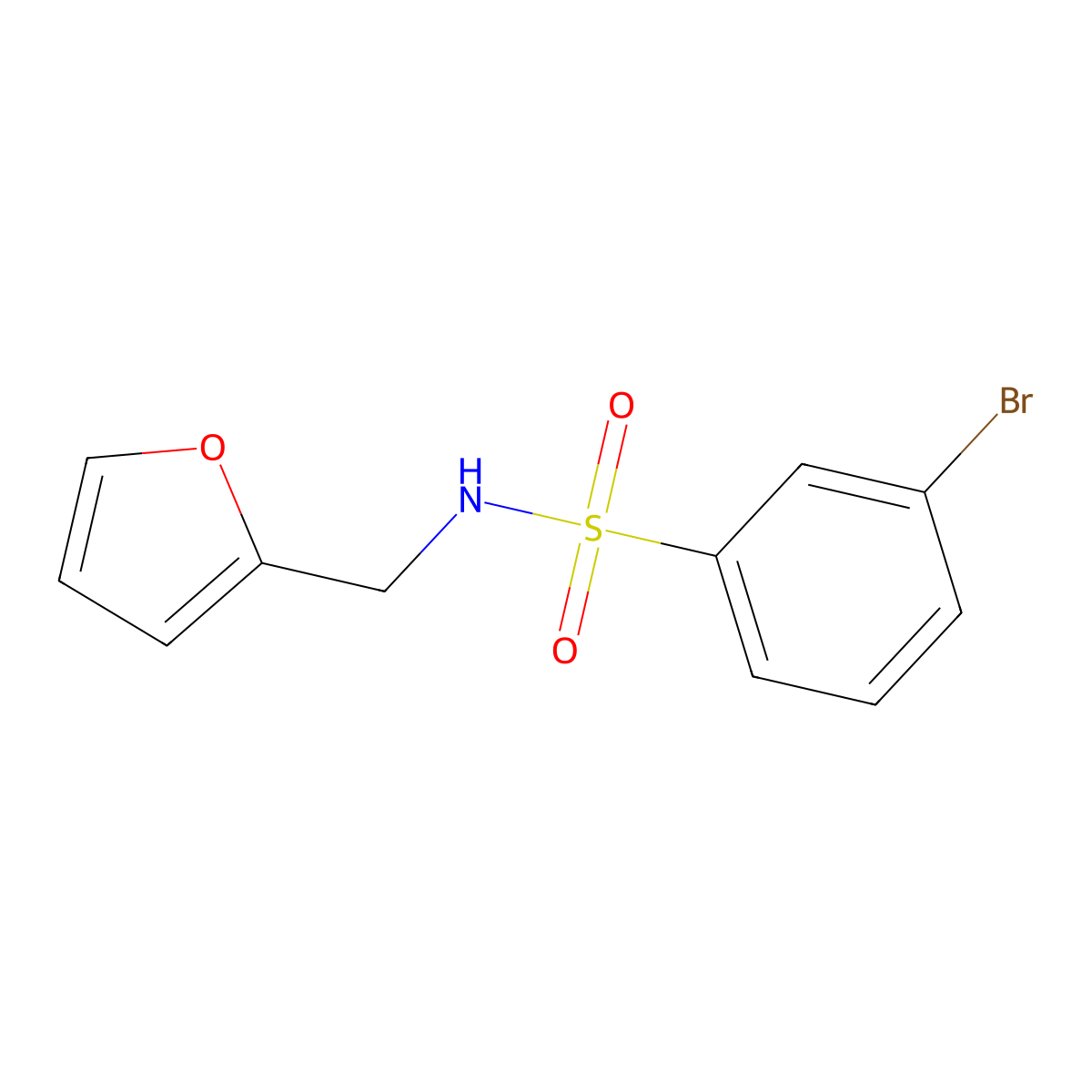 3-bromo-N-(2-furylmethyl)benzenesulfonamide molecular structure, CAS 848905-09-9
