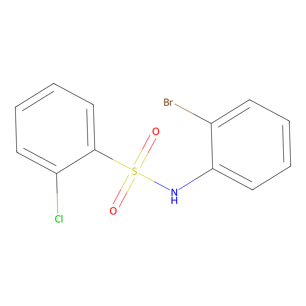 N-(2-bromophenyl)-2-chlorobenzenesulfonamide molecular structure, CAS 848907-14-2