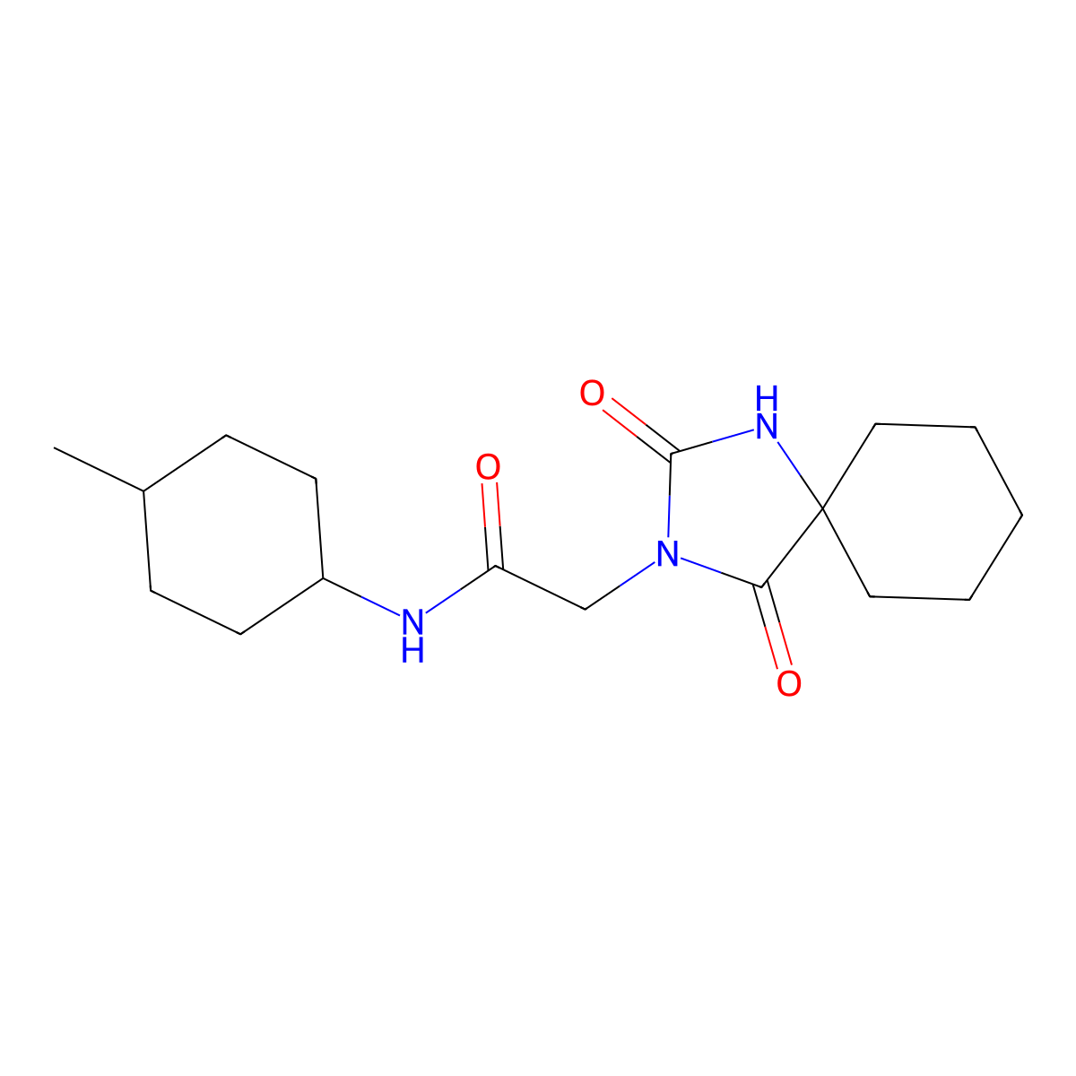 2-(2,4-dioxo-1,3-diazaspiro[4.5]dec-3-yl)-N-(4-methylcyclohexyl)acetamide molecular structure, CAS 848907-20-0