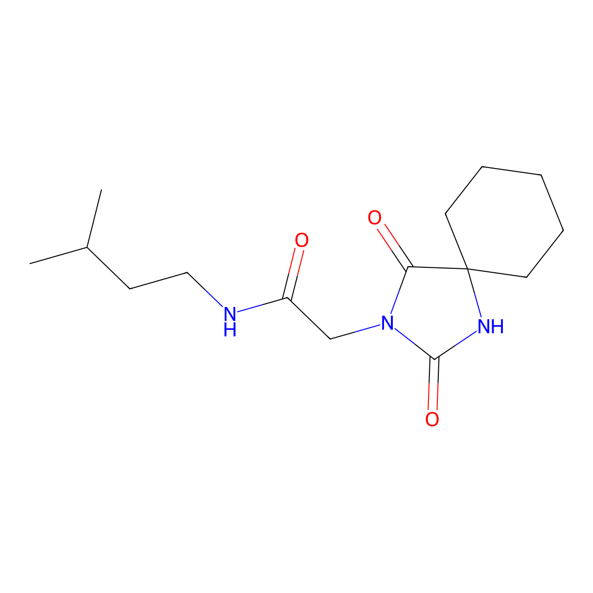 2-(2,4-dioxo-1,3-diazaspiro[4.5]dec-3-yl)-N-(3-methylbutyl)acetamide molecular structure, CAS 848908-26-9