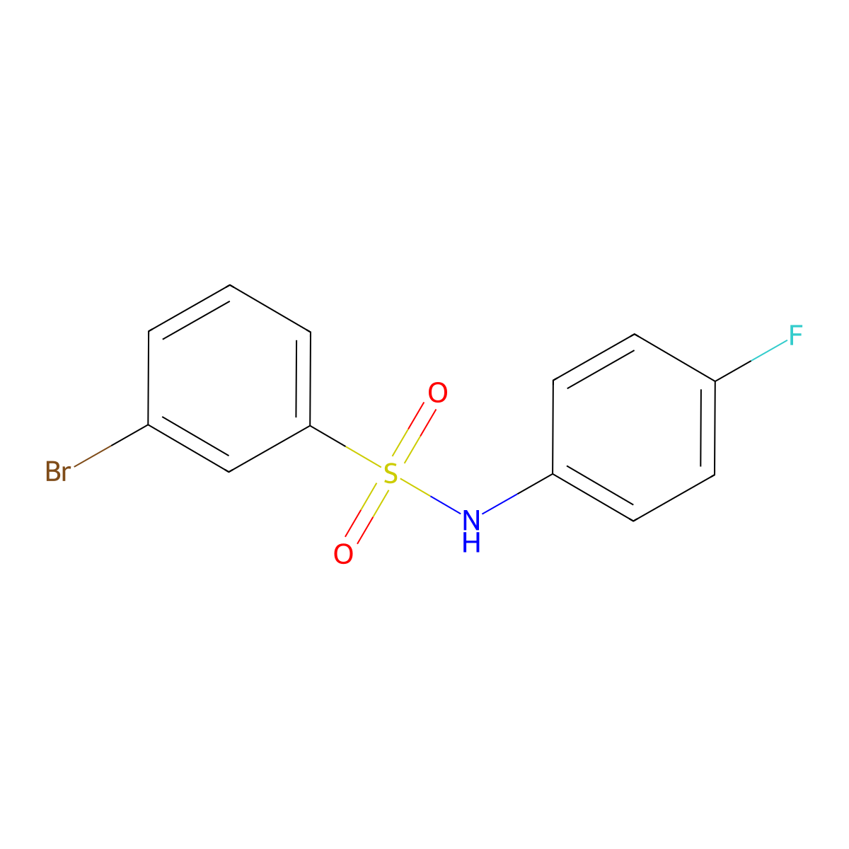 3-bromo-N-(4-fluorophenyl)benzenesulfonamide molecular structure, CAS 848910-37-2