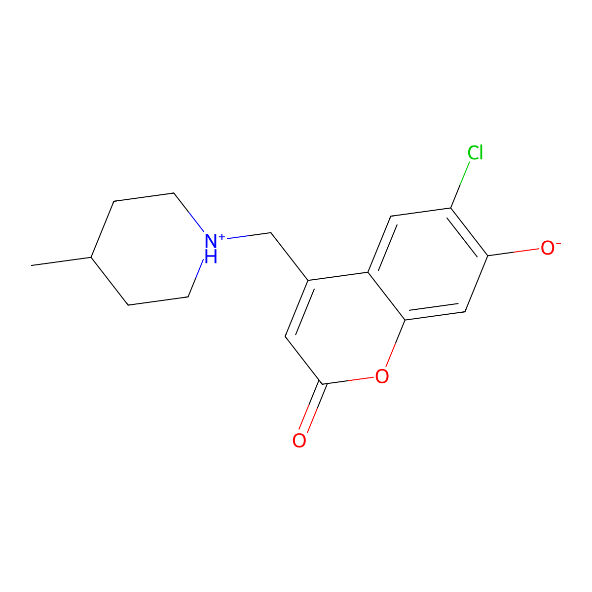 6-chloro-7-hydroxy-4-((4-methylpiperidin-1-yl)methyl)-2H-chromen-2-one molecular structure, CAS 848911-79-5