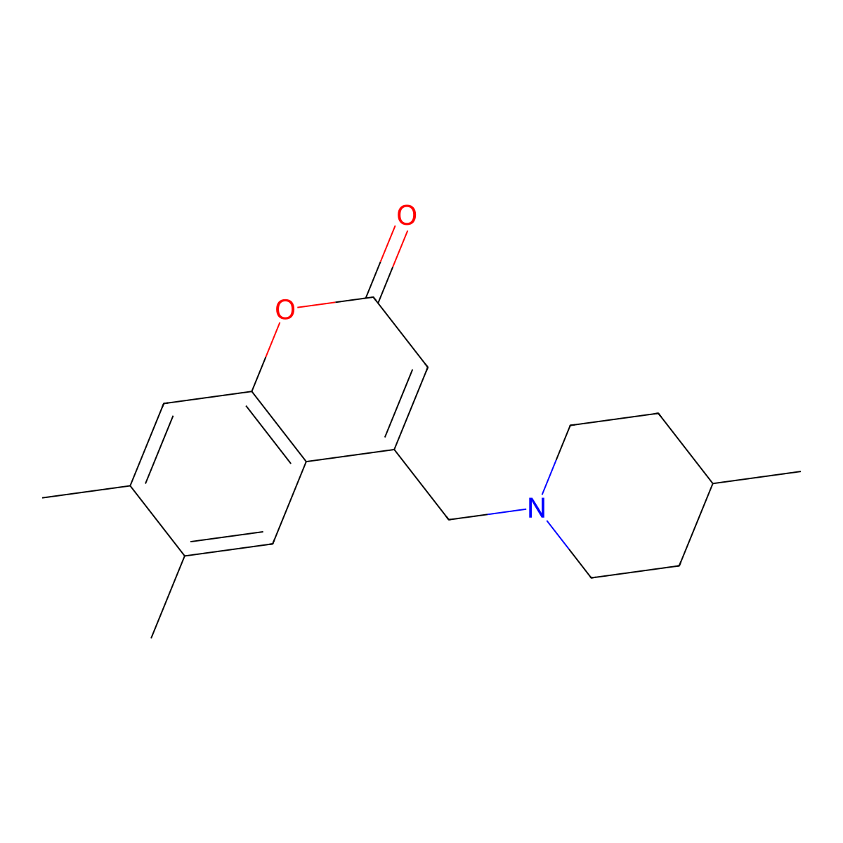 6,7-Dimethyl-4-[(4-methylpiperidin-1-yl)methyl]chromen-2-one molecular structure, CAS 848914-06-7