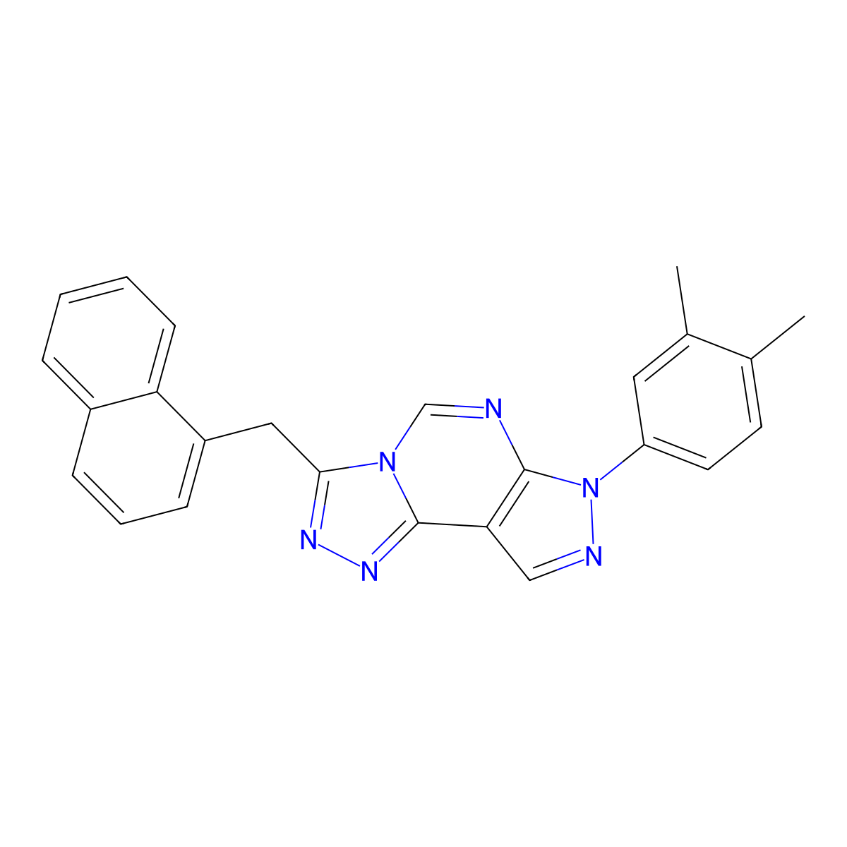 7-(3,4-dimethylphenyl)-3-(naphthalen-1-ylmethyl)-7H-pyrazolo[4,3-e][1,2,4]triazolo[4,3-c]pyrimidine molecular structure, CAS 848916-17-6