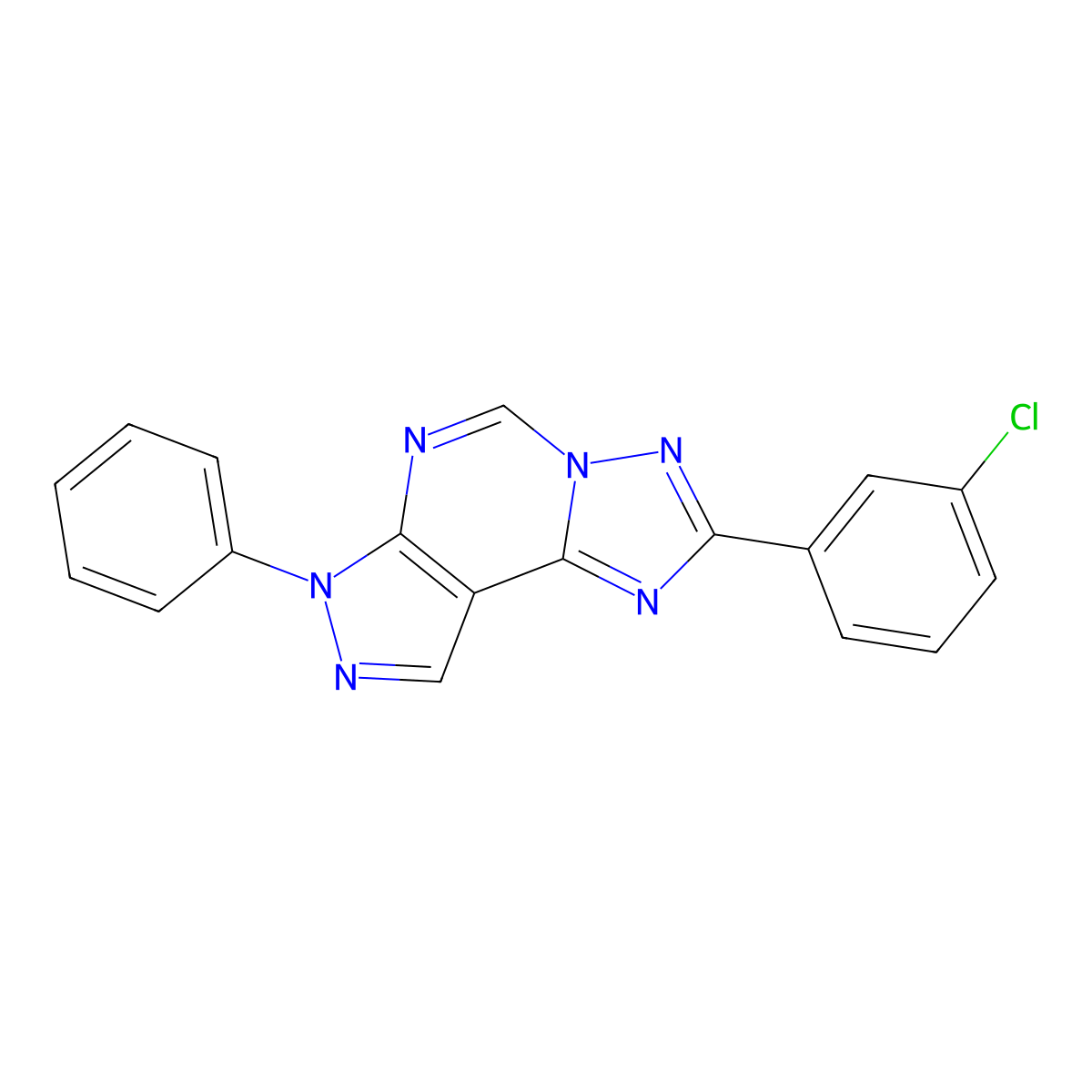 2-(3-chlorophenyl)-7-phenyl-7H-pyrazolo[4,3-e][1,2,4]triazolo[1,5-c]pyrimidine molecular structure, CAS 848916-27-8