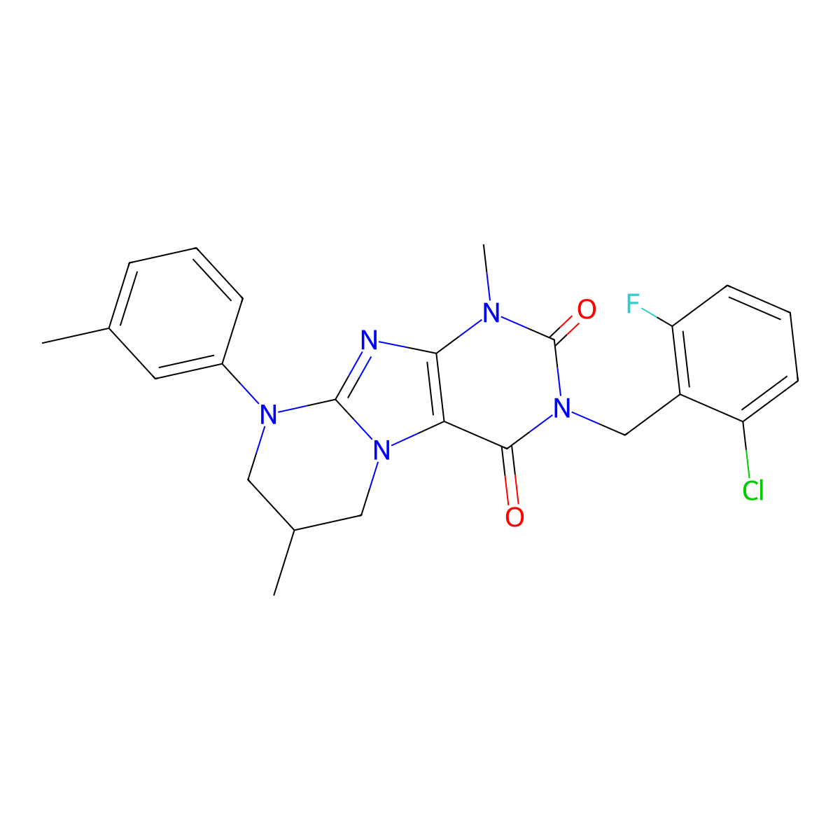 3-[(2-chloro-6-fluorophenyl)methyl]-1,7-dimethyl-9-(3-methylphenyl)-7,8-dihydro-6H-purino[7,8-a]pyrimidine-2,4-dione molecular structure, CAS 848916-40-5