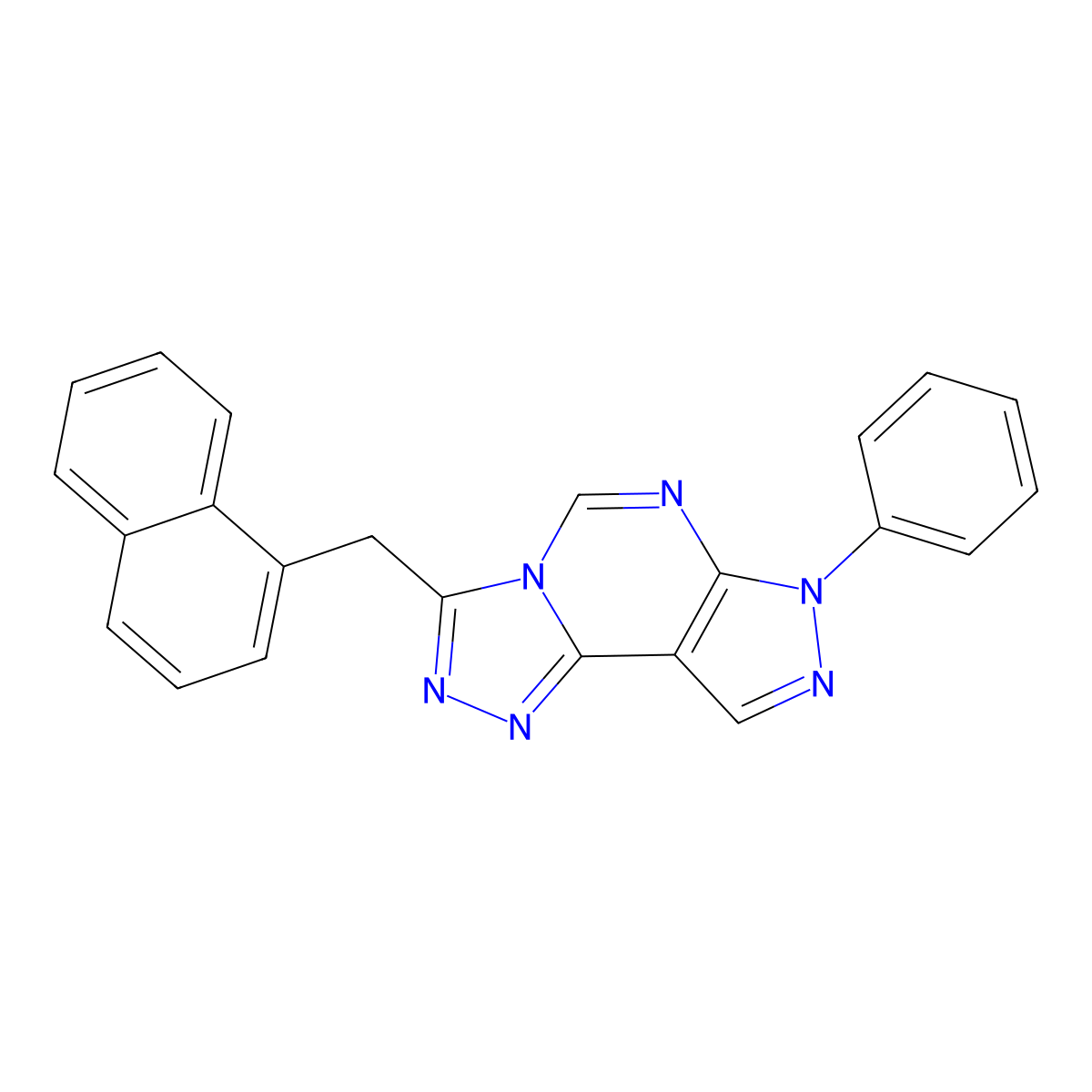 3-(naphthalen-1-ylmethyl)-7-phenyl-7H-pyrazolo[4,3-e][1,2,4]triazolo[4,3-c]pyrimidine molecular structure, CAS 848916-58-5