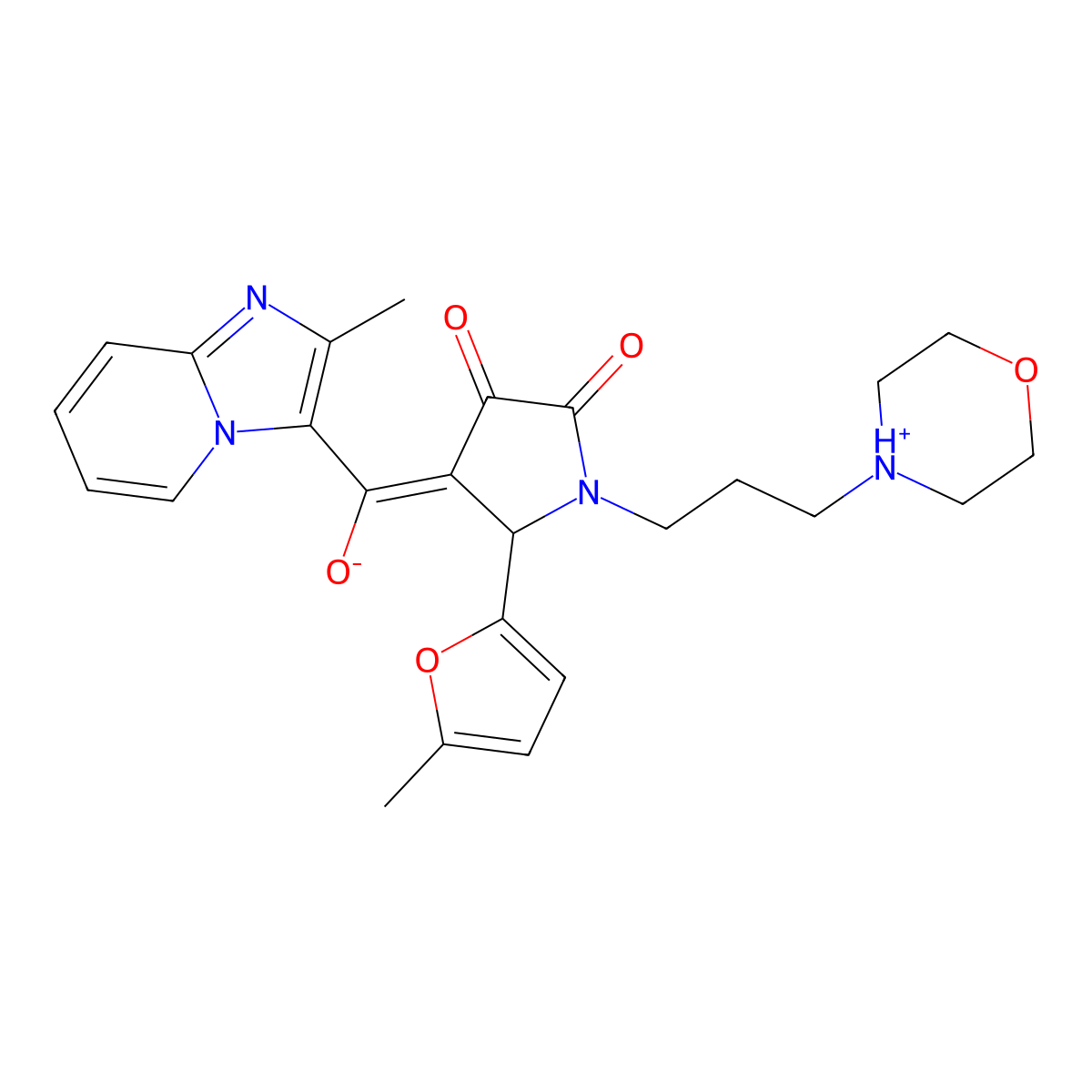 3-hydroxy-5-(5-methylfuran-2-yl)-4-{2-methylimidazo[1,2-a]pyridine-3-carbonyl}-1-[3-(morpholin-4-yl)propyl]-2,5-dihydro-1H-pyrrol-2-one molecular structure, CAS 848916-98-3