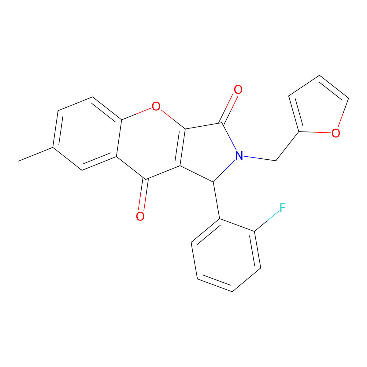 1-(2-Fluorophenyl)-2-(2-furylmethyl)-7-methyl-1,2-dihydrochromeno[2,3-c]pyrrole-3,9-dione molecular structure, CAS 848917-21-5