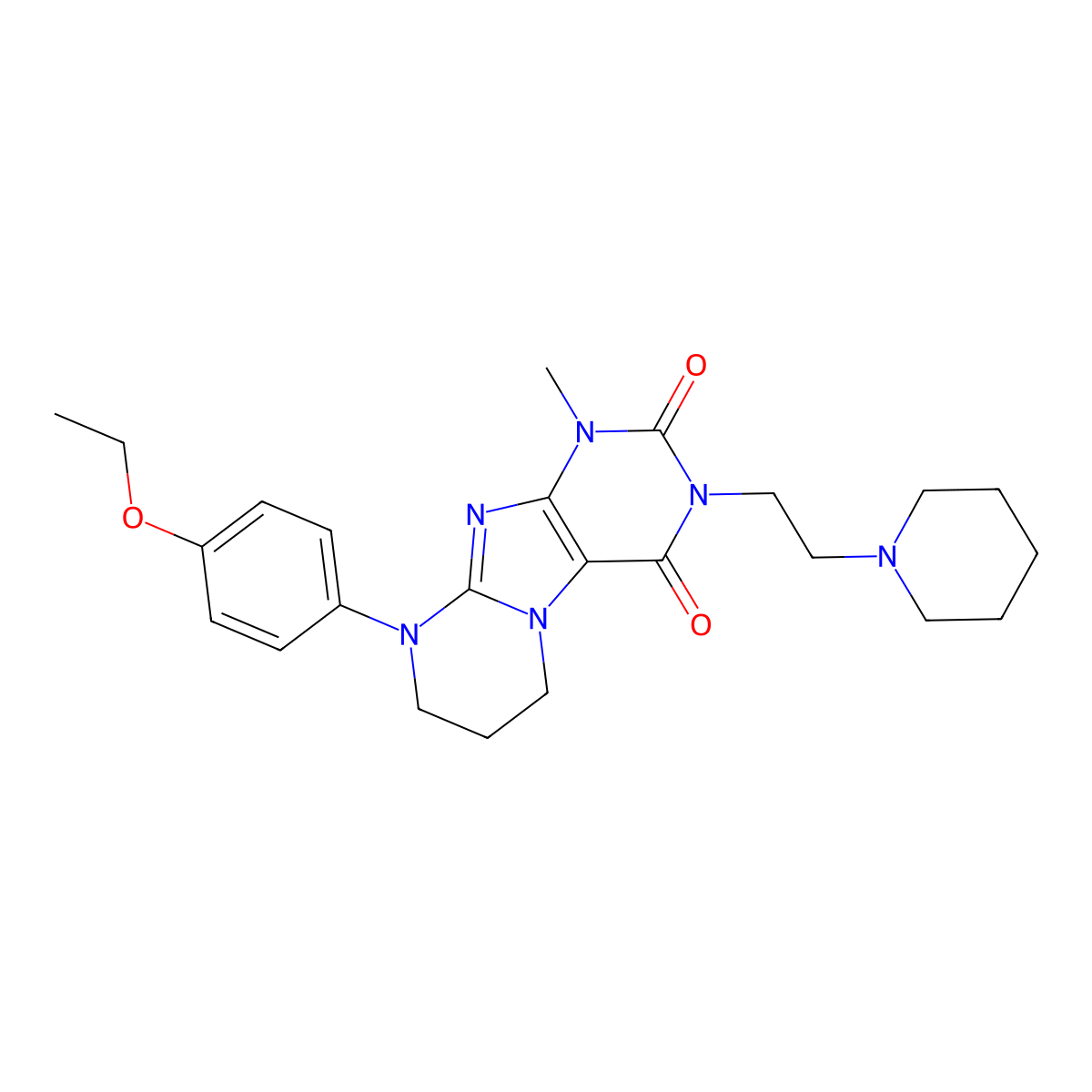 9-(4-ethoxyphenyl)-1-methyl-3-(2-piperidin-1-ylethyl)-7,8-dihydro-6H-purino[7,8-a]pyrimidine-2,4-dione molecular structure, CAS 848917-26-0