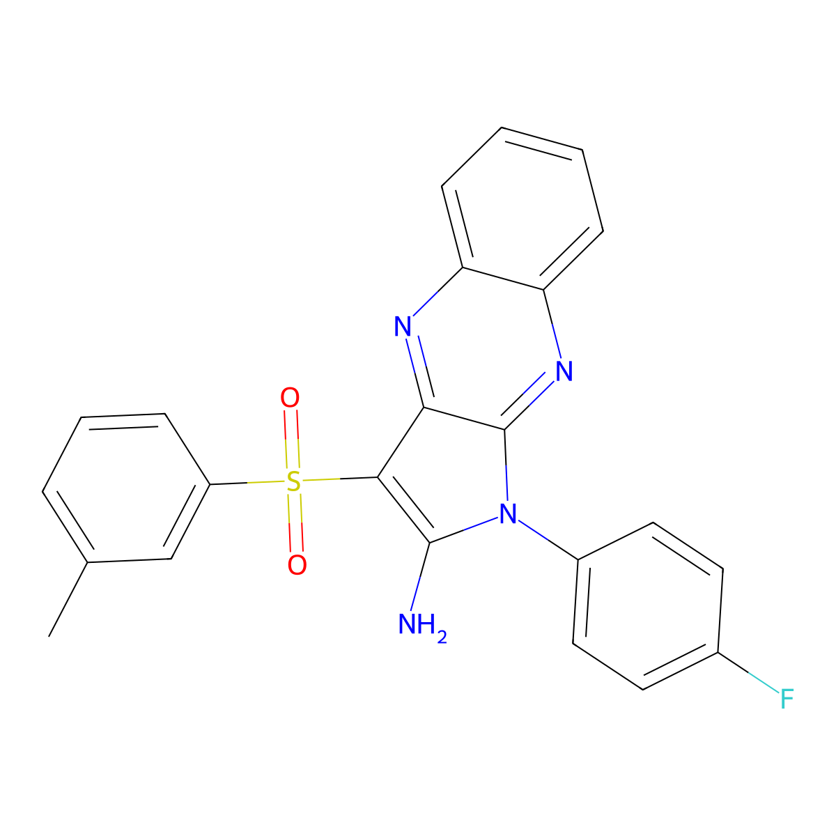 1-(4-Fluorophenyl)-3-(3-methylphenyl)sulfonylpyrrolo[3,2-b]quinoxalin-2-amine molecular structure, CAS 848917-79-3