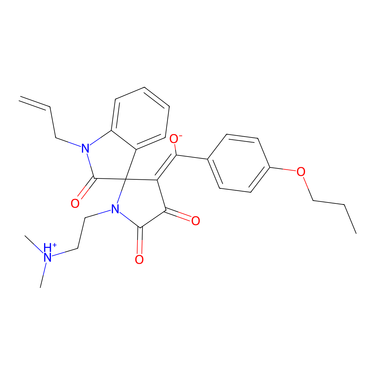 1'-[2-(Dimethylamino)ethyl]-4'-[hydroxy-(4-propoxyphenyl)methylidene]-1-prop-2-enylspiro[indole-3,5'-pyrrolidine]-2,2',3'-trione molecular structure, CAS 848918-04-7