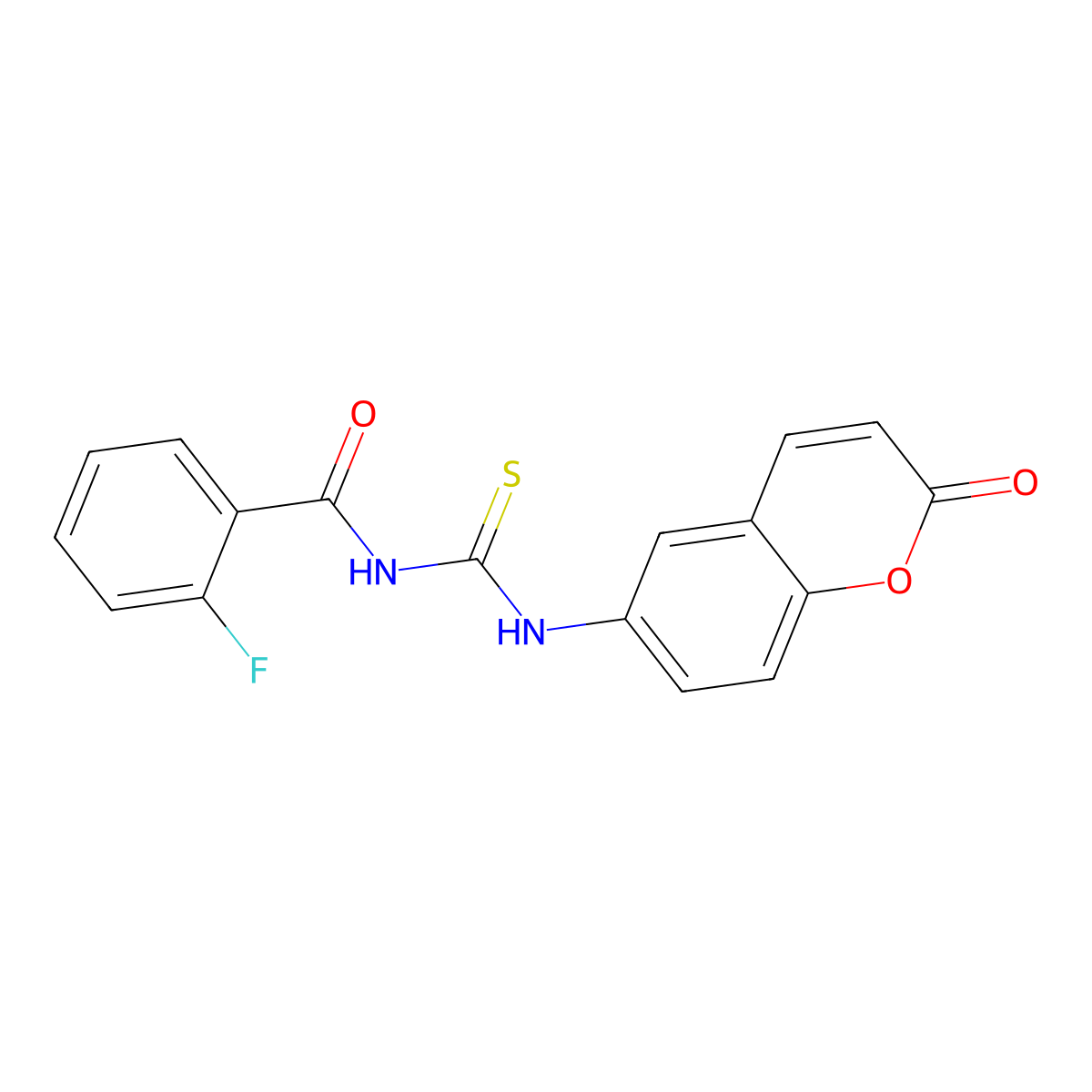 2-fluoro-N-[(2-oxochromen-6-yl)carbamothioyl]benzamide molecular structure, CAS 848918-28-5