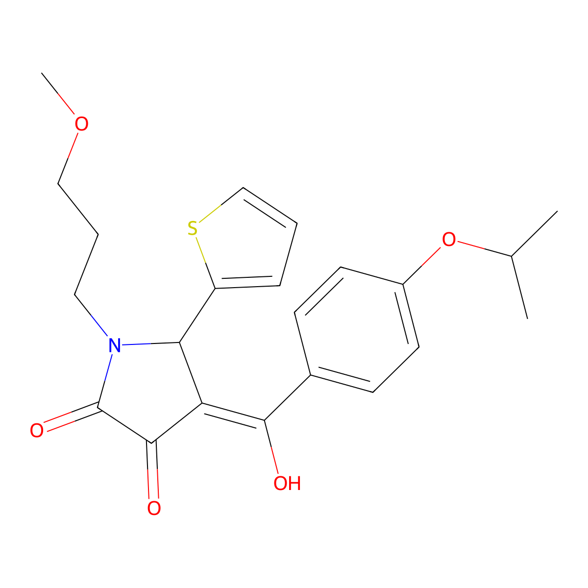 3-hydroxy-1-(3-methoxypropyl)-4-[4-(propan-2-yloxy)benzoyl]-5-(thiophen-2-yl)-2,5-dihydro-1H-pyrrol-2-one molecular structure, CAS 848918-75-2