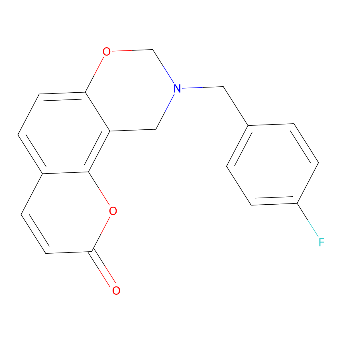 9-(4-fluorobenzyl)-9,10-dihydro-2H,8H-chromeno[8,7-e][1,3]oxazin-2-one molecular structure, CAS 848918-87-6