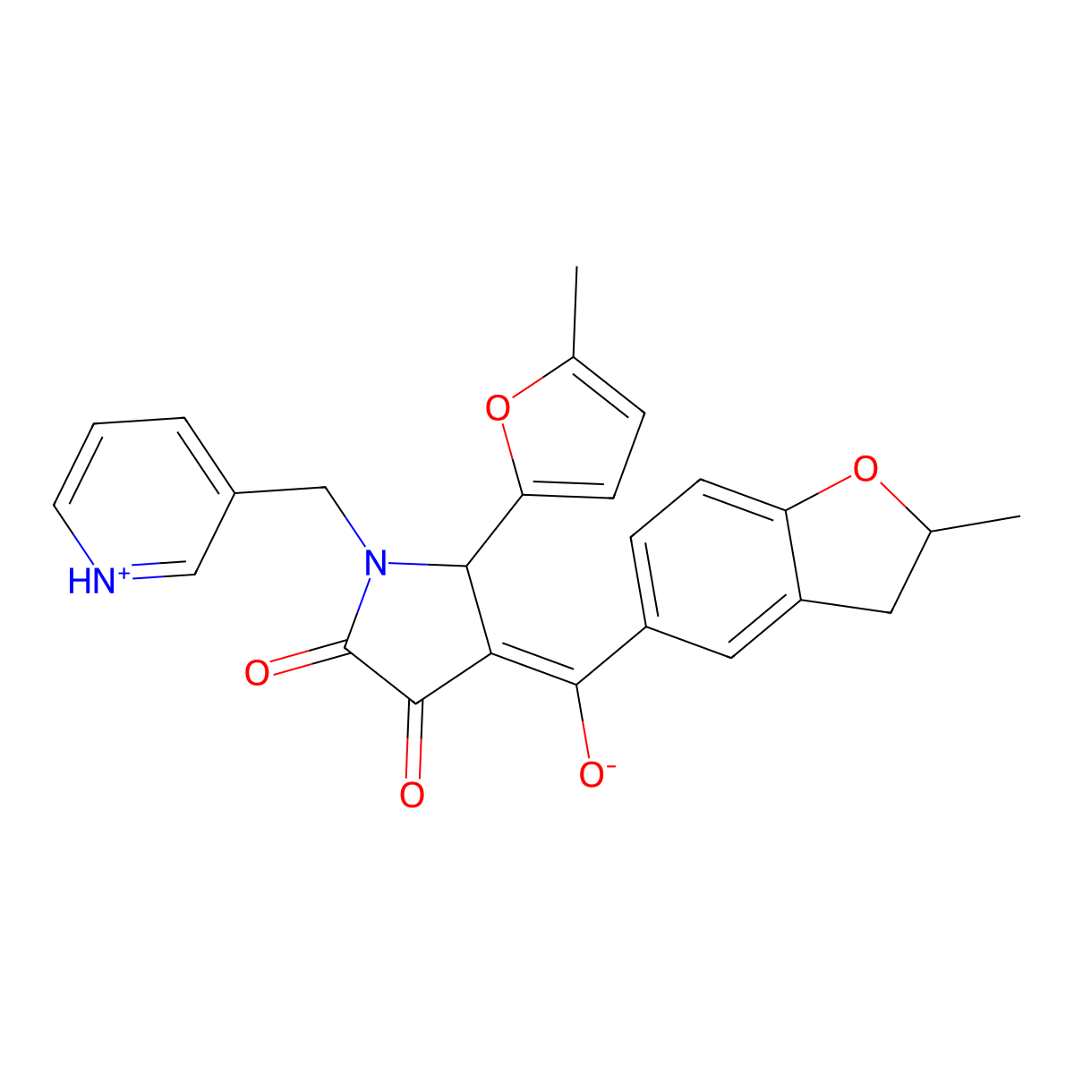 3-hydroxy-4-(2-methyl-2,3-dihydro-1-benzofuran-5-carbonyl)-5-(5-methylfuran-2-yl)-1-[(pyridin-3-yl)methyl]-2,5-dihydro-1H-pyrrol-2-one molecular structure, CAS 848919-57-3