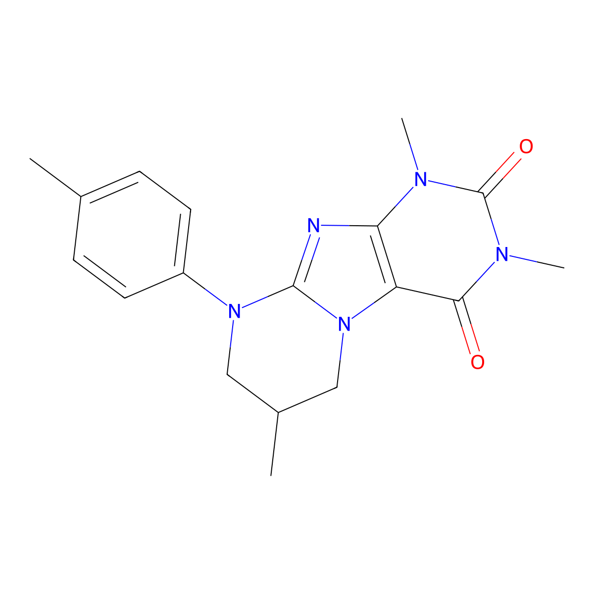 1,3,7-trimethyl-9-(4-methylphenyl)-7,8-dihydro-6H-purino[7,8-a]pyrimidine-2,4-dione molecular structure, CAS 848919-62-0