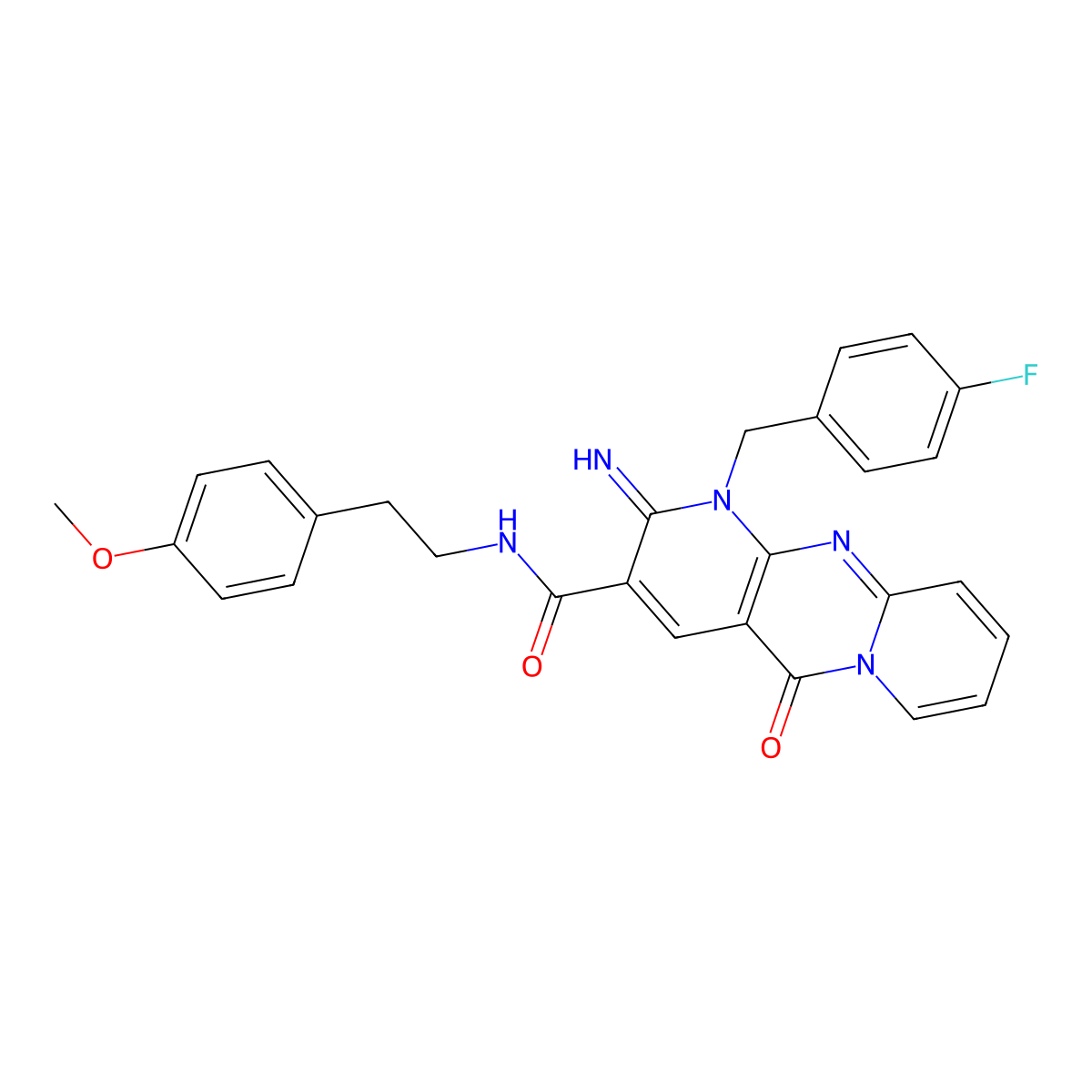 1-(4-fluorobenzyl)-2-imino-N-[2-(4-methoxyphenyl)ethyl]-5-oxo-1,5-dihydro-2H-dipyrido[1,2-a:2,3-d]pyrimidine-3-carboxamide molecular structure, CAS 848919-93-7