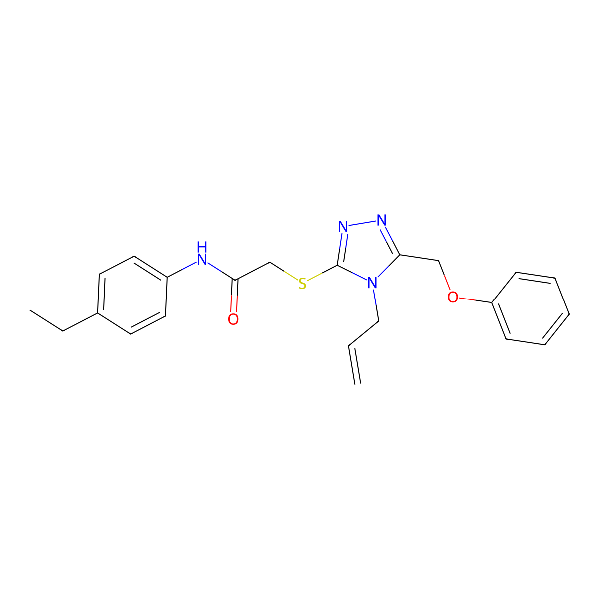 N-(4-ethylphenyl)-2-{[5-(phenoxymethyl)-4-(prop-2-en-1-yl)-4H-1,2,4-triazol-3-yl]sulfanyl}acetamide molecular structure, CAS 848920-92-3