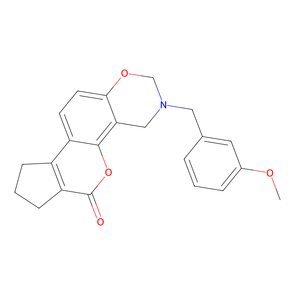 3-(3-methoxybenzyl)-3,4,8,9-tetrahydro-2H-cyclopenta[3,4]chromeno[8,7-e][1,3]oxazin-6(7H)-one molecular structure, CAS 848921-68-6