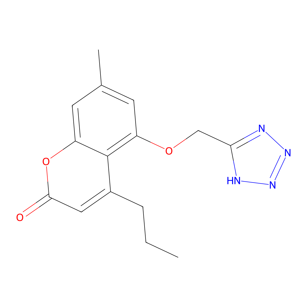 7-methyl-4-propyl-5-(1H-tetrazol-5-ylmethoxy)-2H-chromen-2-one molecular structure, CAS 848921-79-9
