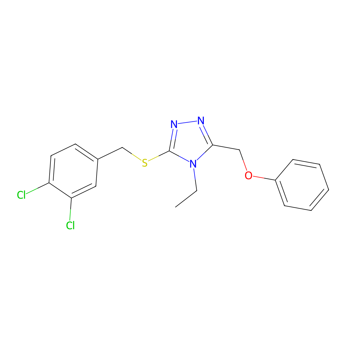 3-[(3,4-dichlorobenzyl)sulfanyl]-4-ethyl-5-(phenoxymethyl)-4H-1,2,4-triazole molecular structure, CAS 848922-78-1