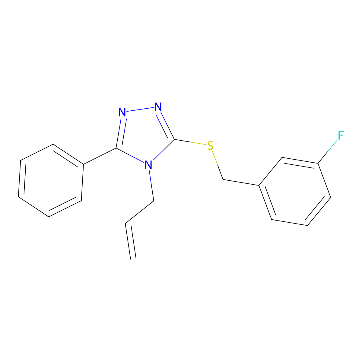 3-[(3-Fluorophenyl)methylsulfanyl]-5-phenyl-4-prop-2-enyl-1,2,4-triazole molecular structure, CAS 848923-89-7