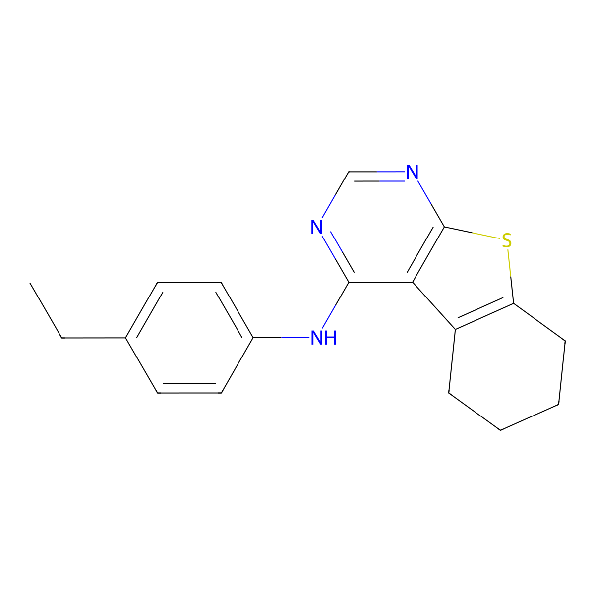 N-(4-ethylphenyl)-5,6,7,8-tetrahydro[1]benzothieno[2,3-d]pyrimidin-4-amine molecular structure, CAS 848929-00-0
