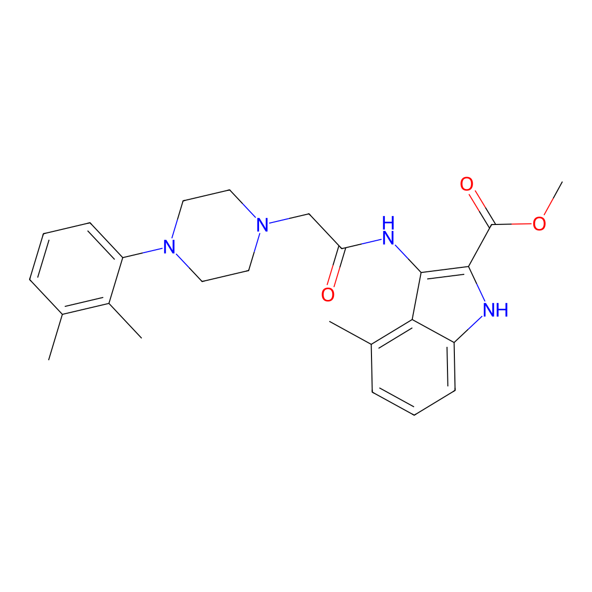 Methyl 3-[[2-[4-(2,3-dimethylphenyl)piperazin-1-yl]acetyl]amino]-4-methyl-1H-indole-2-carboxylate molecular structure, CAS 848930-99-4