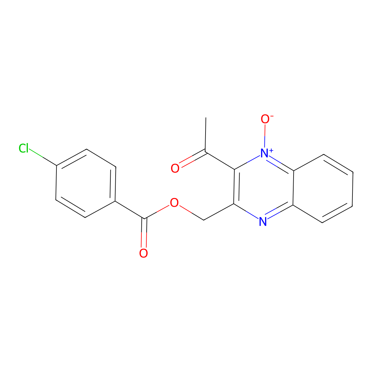 (3-Acetyl-4-oxidoquinoxalin-4-ium-2-yl)methyl 4-chlorobenzoate molecular structure, CAS 848932-01-4