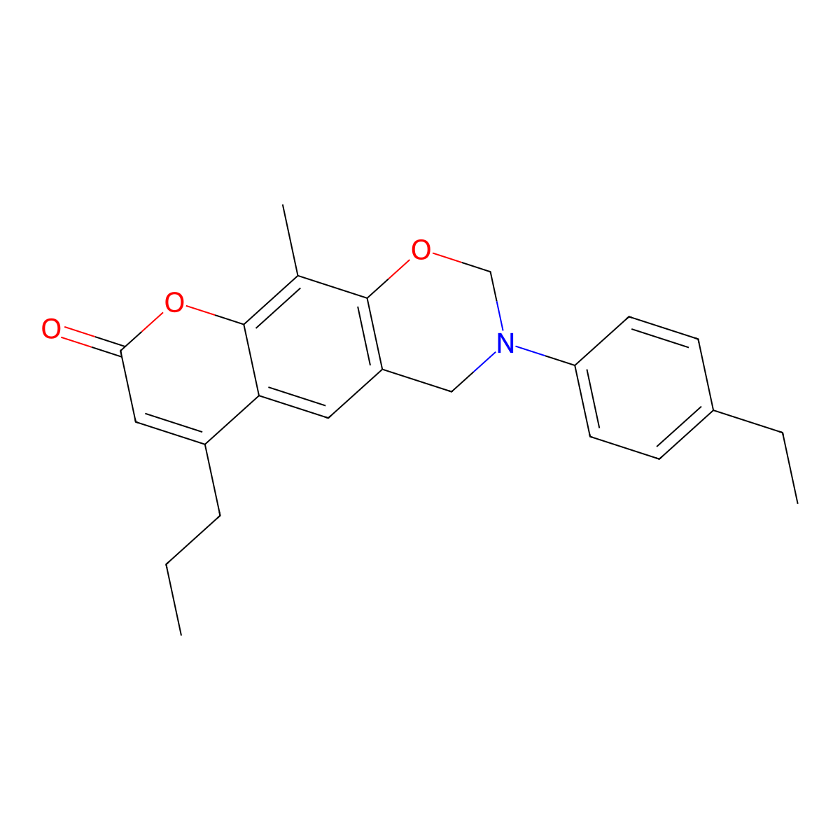 3-(4-ethylphenyl)-10-methyl-6-propyl-3,4-dihydro-2H,8H-chromeno[6,7-e][1,3]oxazin-8-one molecular structure, CAS 848933-03-9