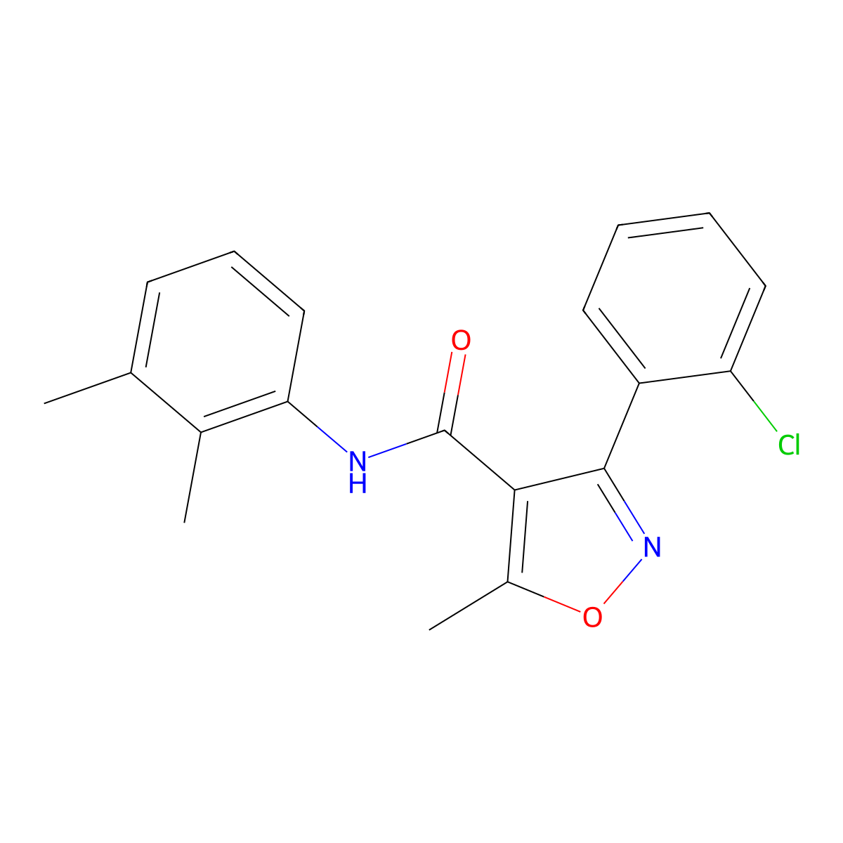 3-(2-chlorophenyl)-N-(2,3-dimethylphenyl)-5-methyl-1,2-oxazole-4-carboxamide molecular structure, CAS 84896-48-0